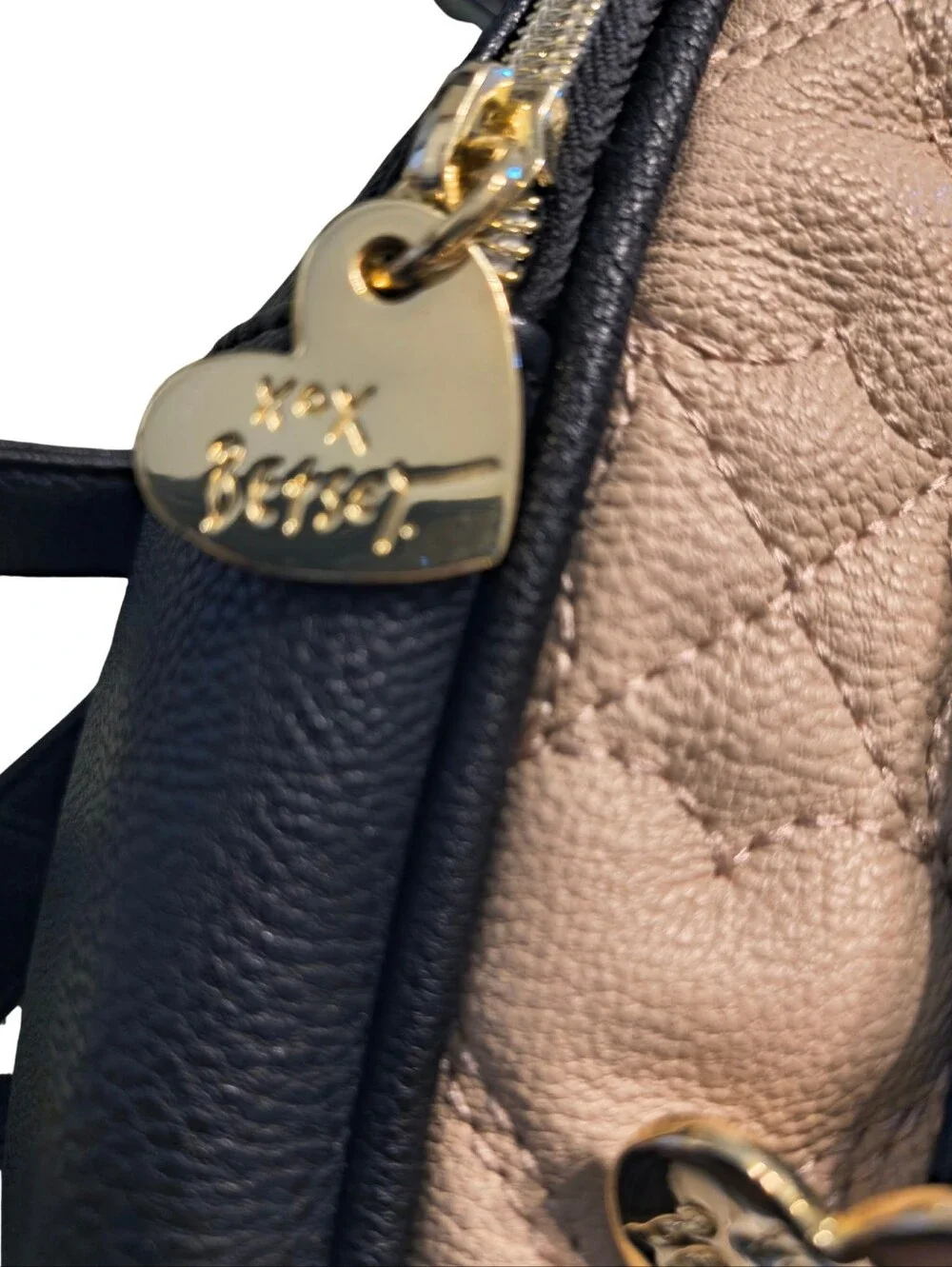 Betsey Johnson Black & Pink Quilted Cat Backpack with Gold Accents